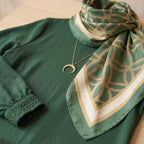 Forest Green Modest Maxi Dress & Scarf Set